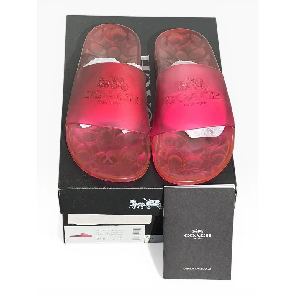 Coach Ulyssa Rubber Slide Petunia Black Cherry Pink Jelly Sandals C3068 Women10 - Picture 3 of 5